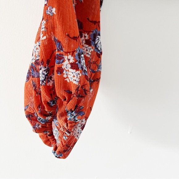 NWOT Free People New Final Rose Long Sleeve Blouse - Rust Combo XS - Picture 6 of 12